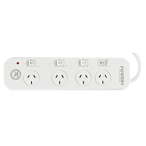 Power+ 4 Outlet Power Board, Individual Switches, Surge & O'load